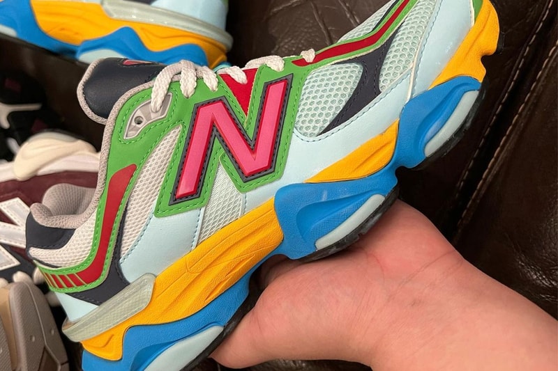 New Balance 9060 multi color 2022 first look blue green red pink yellow grey black mesh leather N logo abzorb SBS release info date price 