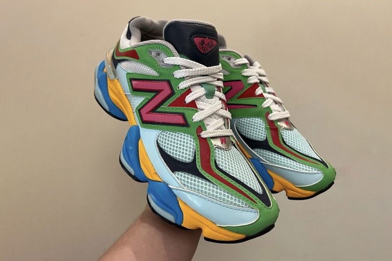 New Balance 9060 multi color 2022 first look blue green red pink yellow grey black mesh leather N logo abzorb SBS release info date price 