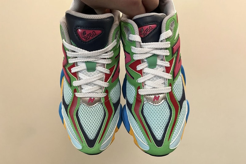 New Balance 9060 multi color 2022 first look blue green red pink yellow grey black mesh leather N logo abzorb SBS release info date price 