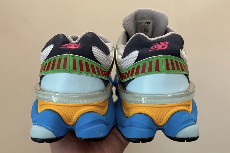 New Balance 9060 multi color 2022 first look blue green red pink yellow grey black mesh leather N logo abzorb SBS release info date price 