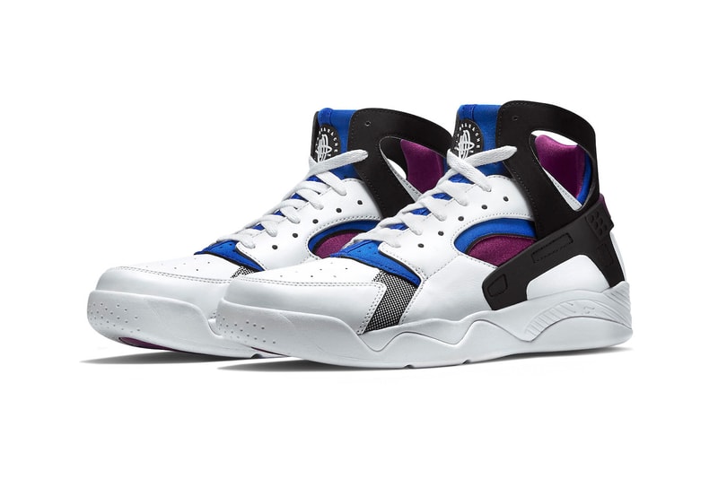 nike basketball sportswear air flight huarache og fd0183 101 2023 retro official release date info photos price store list buying guide fab five white varsity purple royal blue menta