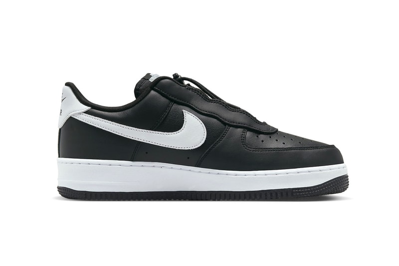 New Nike Air Force 1 Low Features Toggle Lacing DZ5070-010 black white colorway swoosh classic silhouette