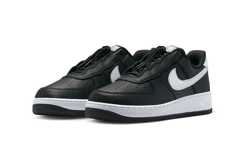 New Nike Air Force 1 Low Features Toggle Lacing DZ5070-010 black white colorway swoosh classic silhouette