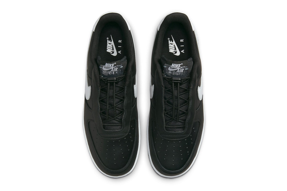 New Nike Air Force 1 Low Features Toggle Lacing DZ5070-010 black white colorway swoosh classic silhouette