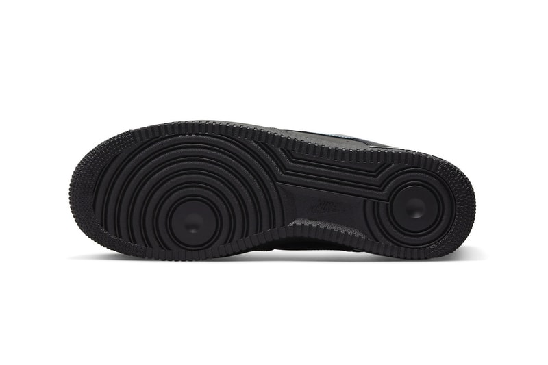 Black Nike Air Force 1 Low Appears With Teal Swooshes silver heel Black/Blue Lightning-Wolf Grey FD0654-001