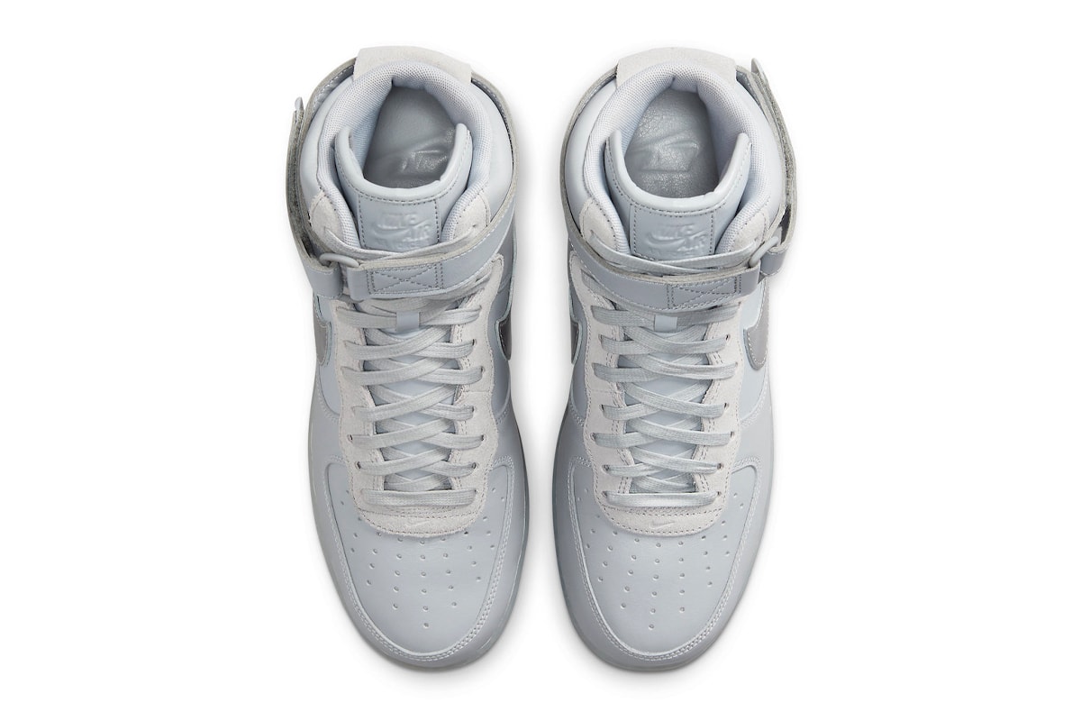 Nike Air Force 1 High Gets Hit With a Wolf Grey Metallic Silver DZ5428-001 high-top sneakers shoes translucent 