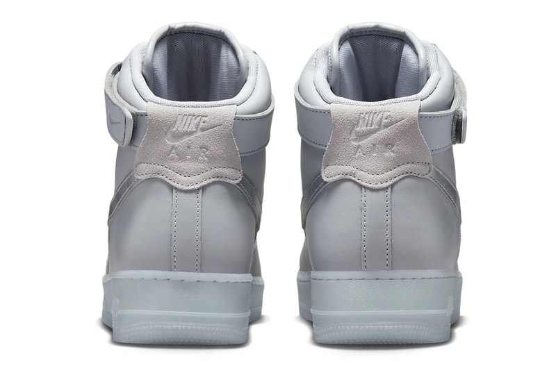 Nike Air Force 1 High Gets Hit With a Wolf Grey Metallic Silver DZ5428-001 high-top sneakers shoes translucent 