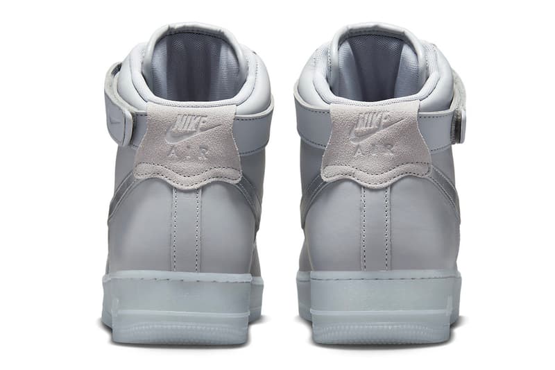 Nike Air Force 1 High Gets Hit With a Wolf Grey Metallic Silver DZ5428-001 high-top sneakers shoes translucent