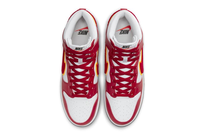 Nike Dunk High Chenille Swoosh White Gym Red DR8805-101 Photos info