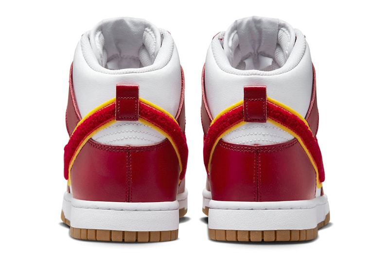Nike Dunk High Chenille Swoosh White Gym Red DR8805-101 Photos info