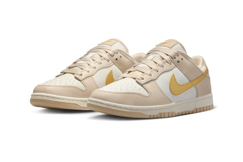 Nike Dunk Low Surfaces With Golden Swooshes lowtop shoes sneakers tan DX5930-001 white overlays rubber fall season