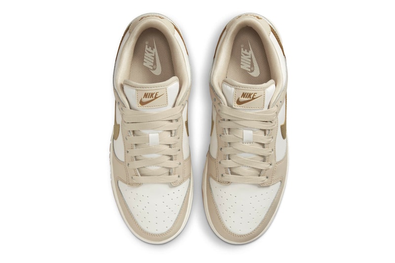 Nike Dunk Low Surfaces With Golden Swooshes lowtop shoes sneakers tan DX5930-001 white overlays rubber fall season