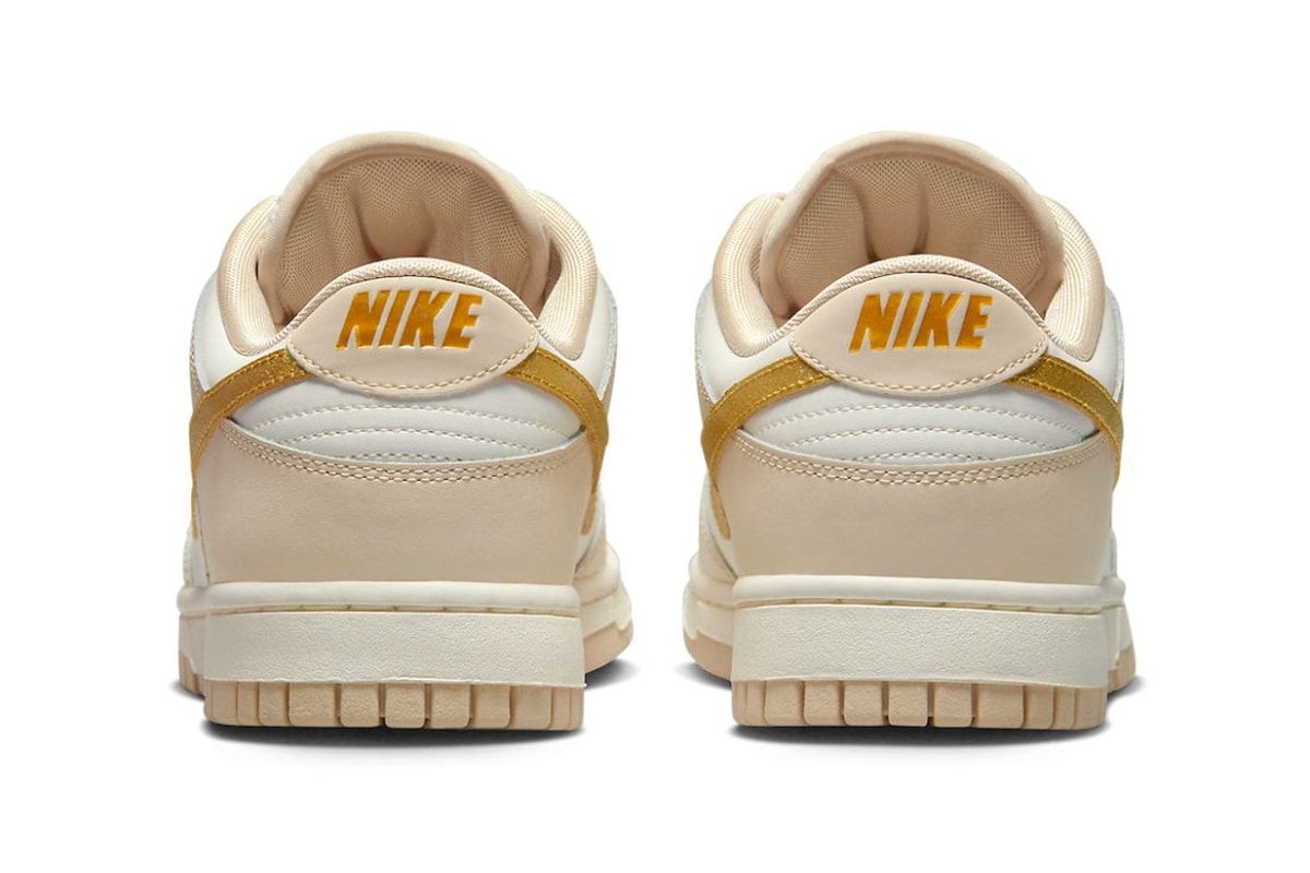 Nike Dunk Low Surfaces With Golden Swooshes lowtop shoes sneakers tan DX5930-001 white overlays rubber fall season