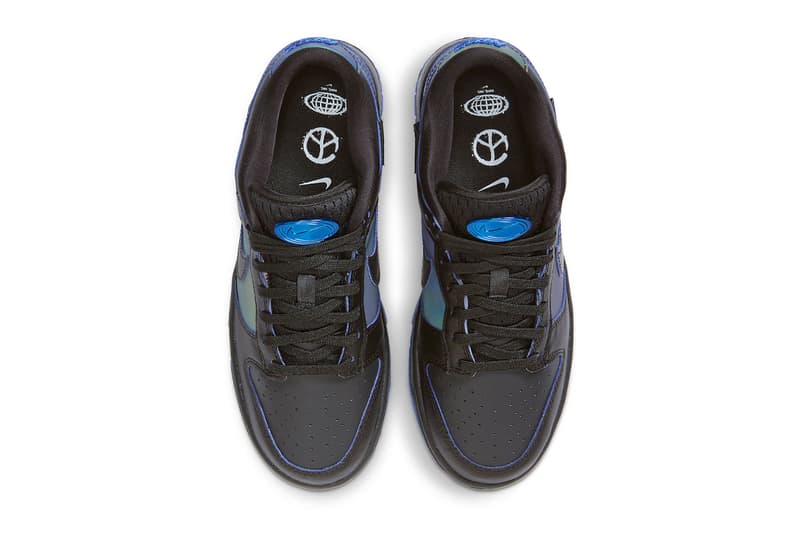 Nike Dunk Low Comes Dressed in Iridescent Royal Blue Details FB1842-001 global themed lineup lowtop skater shoes