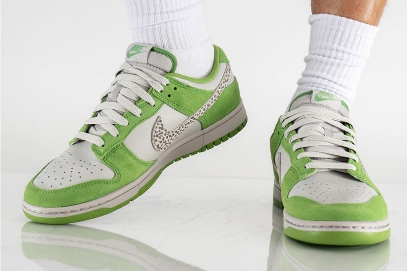 Safari Swooshes Appear On The Nike Dunk Low Chlorophyll