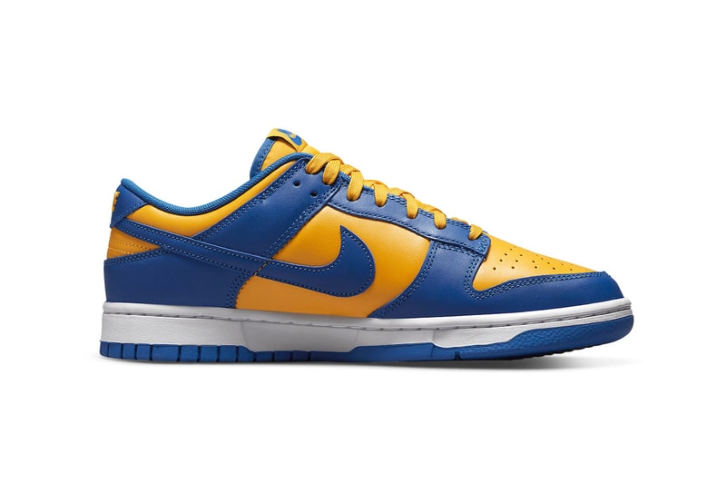 DD1391-402 Nike Dunk Low "UCLA" Receives Early October Release Date swoosh sneakers low top shoes basketball ucla bruins los angeles Blue Jay/University Gold-White
