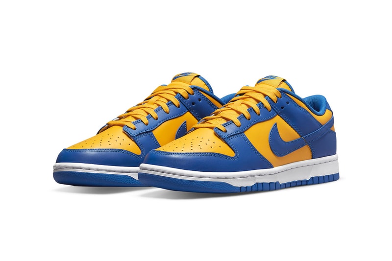 DD1391-402 Nike Dunk Low "UCLA" Receives Early October Release Date swoosh sneakers low top shoes basketball ucla bruins los angeles Blue Jay/University Gold-White