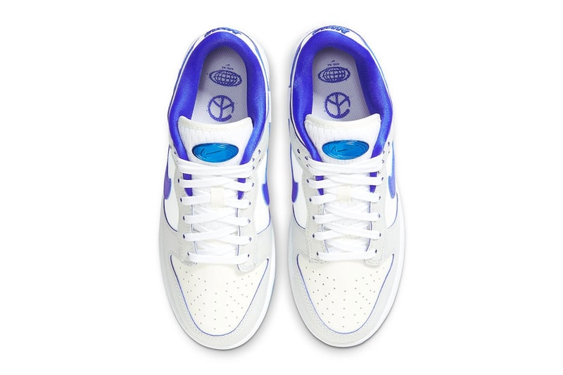 Nike Dunk Low White Blue FB1841-110 releasec Globe Swoosh sneaker footwear kicks 