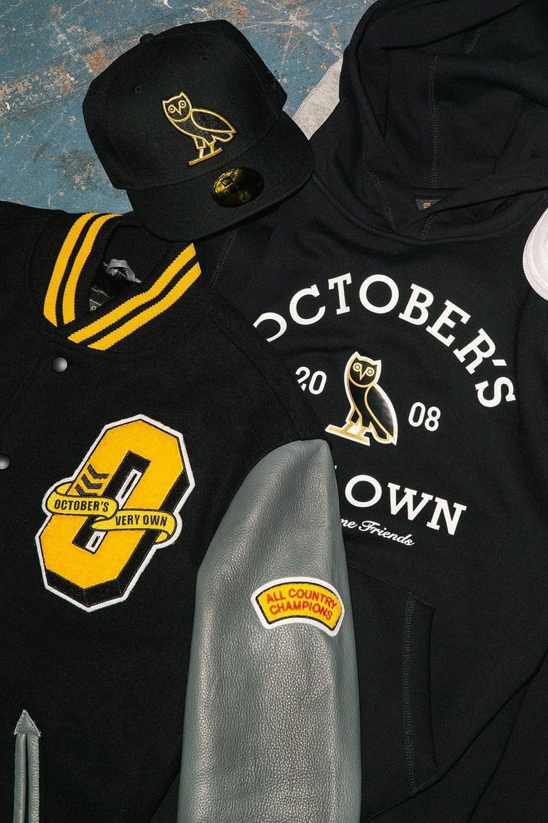 OVO octobers very own drake collegiate fall winter 2022 september 2 2022 fw varsity jacket hoodie sweatpants owl 2008 very own same city same friends release info date price
