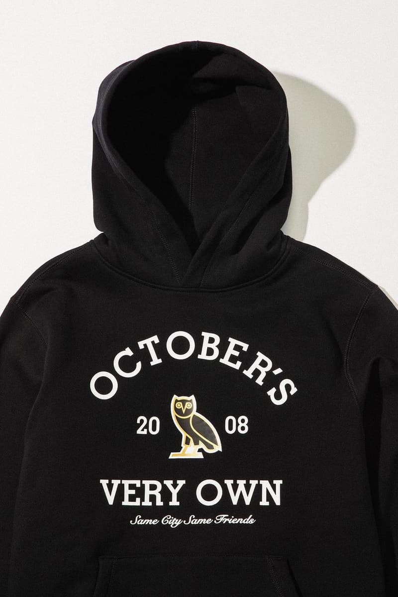 OVO octobers very own drake collegiate fall winter 2022 september 2 2022 fw varsity jacket hoodie sweatpants owl 2008 very own same city same friends release info date price