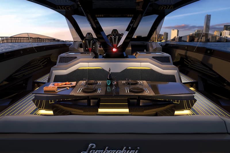 Prestige Marine First Tecnomar for Lamborghini yacht First North American Miami Delivery Closer Look luxury supercars boats 