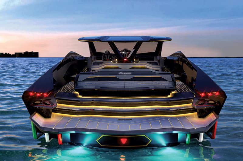 Prestige Marine First Tecnomar for Lamborghini yacht First North American Miami Delivery Closer Look luxury supercars boats 