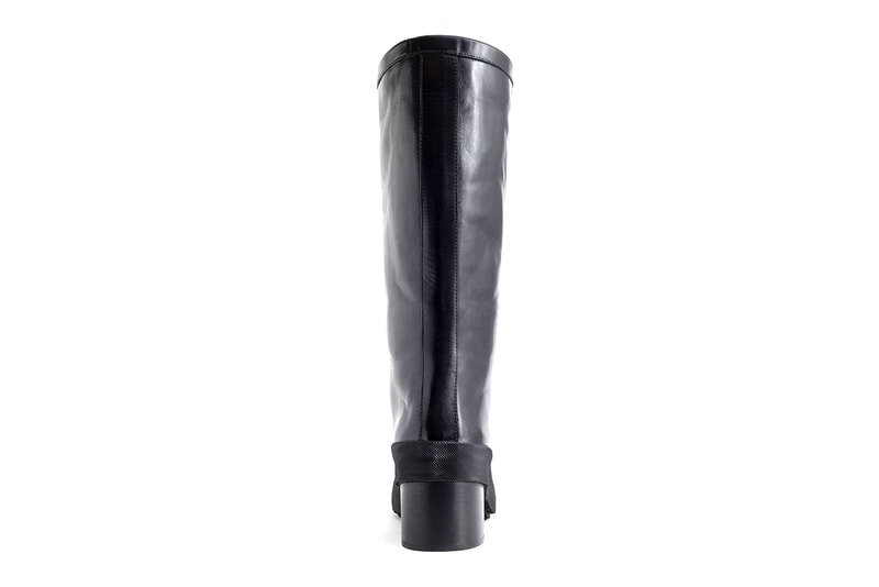 Raf Simons Fall Winter 2022 Black Boots With Block Heel Wellington Boot Leather Made in Italy Embossed London Fashion Week Runway Show the Queen