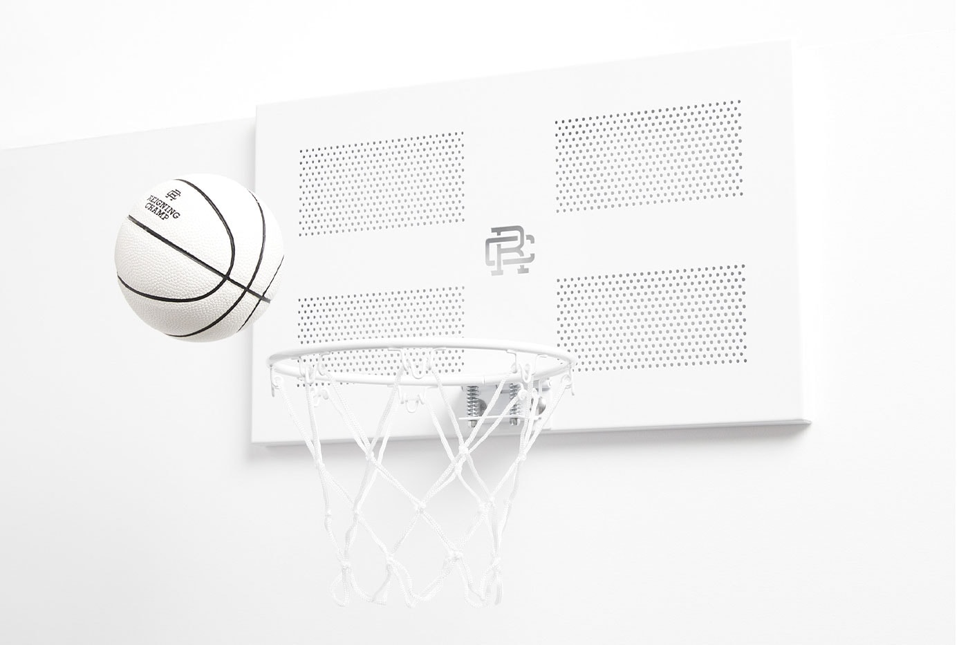 WHITE Mini Basketball Hoop Set White Backboard 6 Hook White Hoop Chain Net  