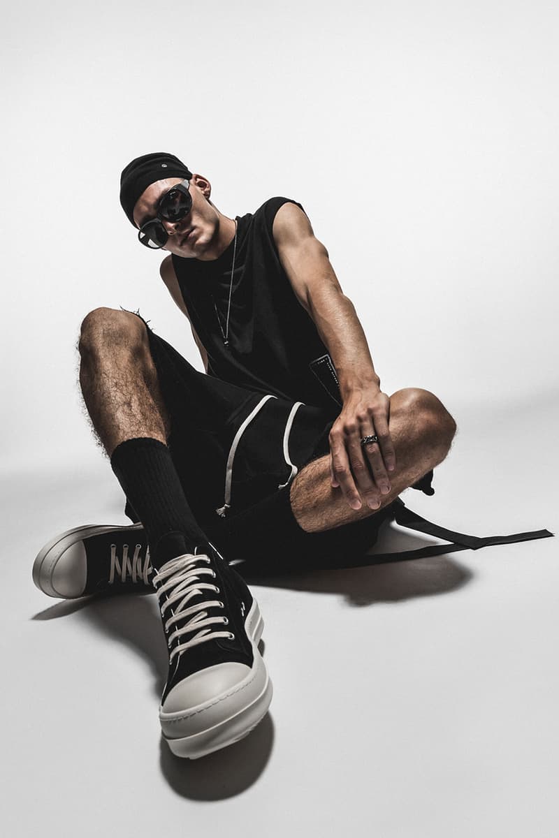 Rick Owens DRKSHDW New Arrivals HBX Release Info Buy Price Tarp T-shirt Jersey Trucker Cut-Off Shorts Hustler Hoodie Prisoner Drawstring Pants Creatch Cargo Drawstring Pants Denim Hexa Cargo Hi-Top Sneakers Denim Low Top Sneakers