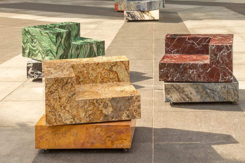 Sabine Marcelis Adds Swivelling Marble Chairs to Busy London Square