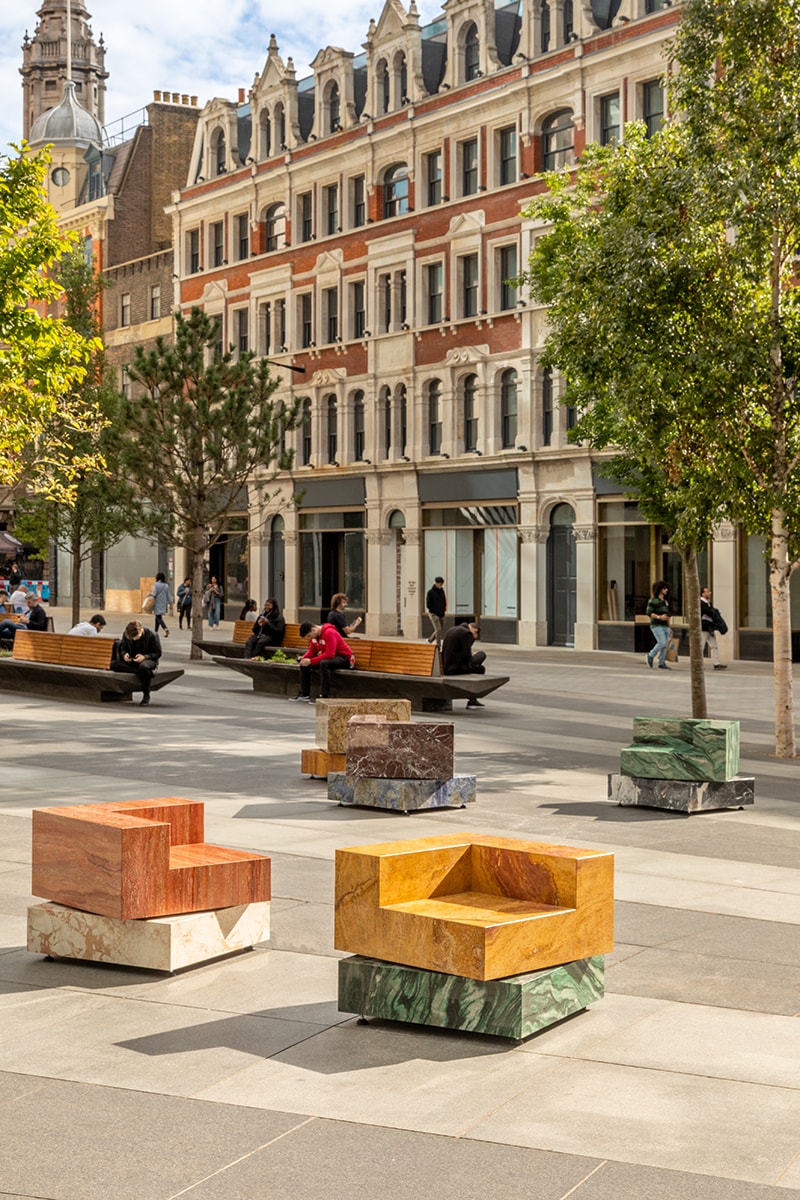 Sabine Marcelis Adds Swivelling Marble Chairs to Busy London Square