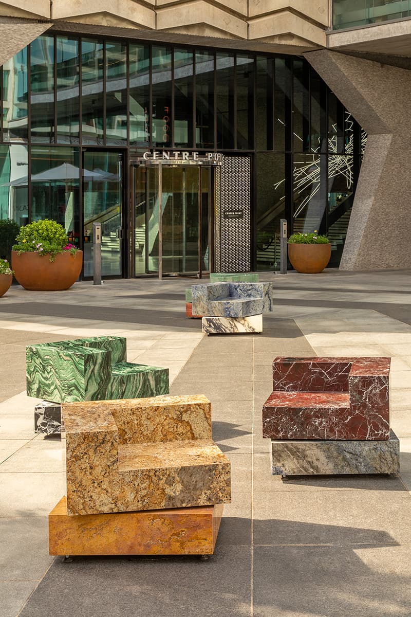 Sabine Marcelis Adds Swivelling Marble Chairs to Busy London Square