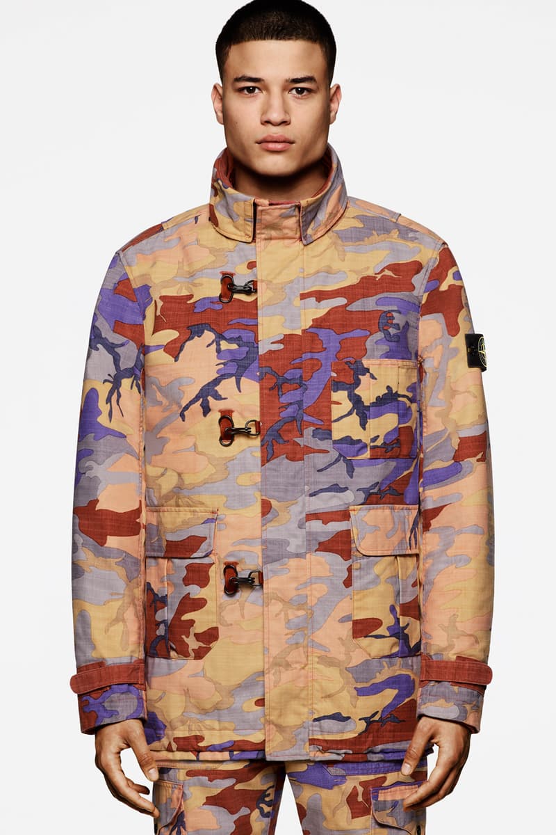 stone island camouflage 090 archival retro collection jacket outerwear knit t shirt trousers pants streetwear official release date info photos price store list buying guide