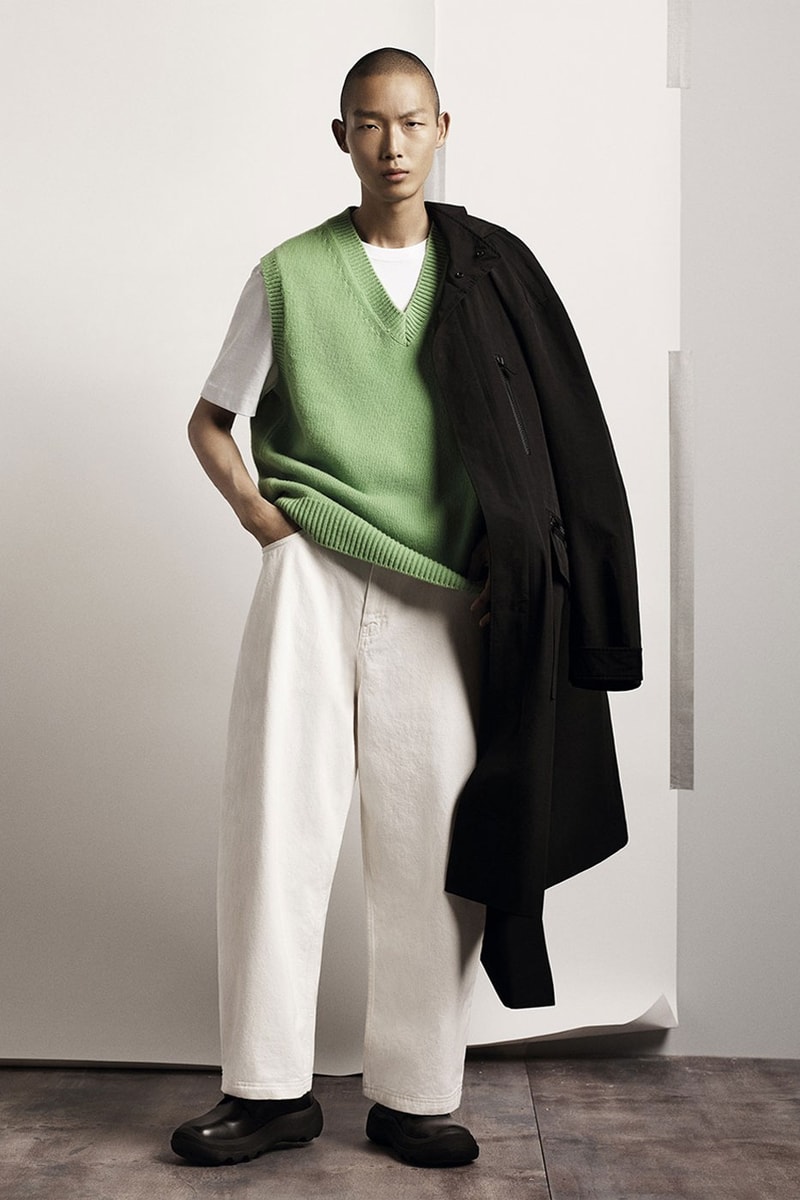 Studio Nicholson Zara mens capsule collection minimalist shoes glasses leather goods blankets knit jacket craig mcdean release info date price