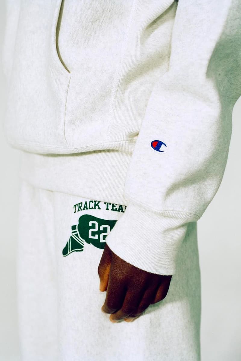 thisisneverthat Champion collaboration september 22 track team green grey blue 22 heavy cotton release info date price