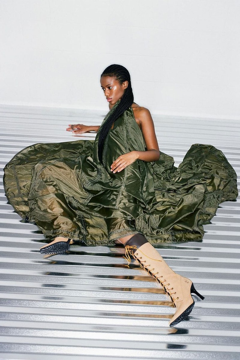 Timberland Veneda Carter A COLD-WALL samuel ross who decides war footwear boots heels patent leather lace up kanye west kim kardashian stylist patent leather original yellow tall lace 3 eye release info date price