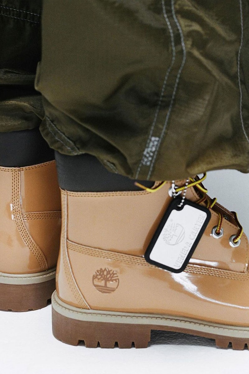 Timberland Veneda Carter A COLD-WALL samuel ross who decides war footwear boots heels patent leather lace up kanye west kim kardashian stylist patent leather original yellow tall lace 3 eye release info date price