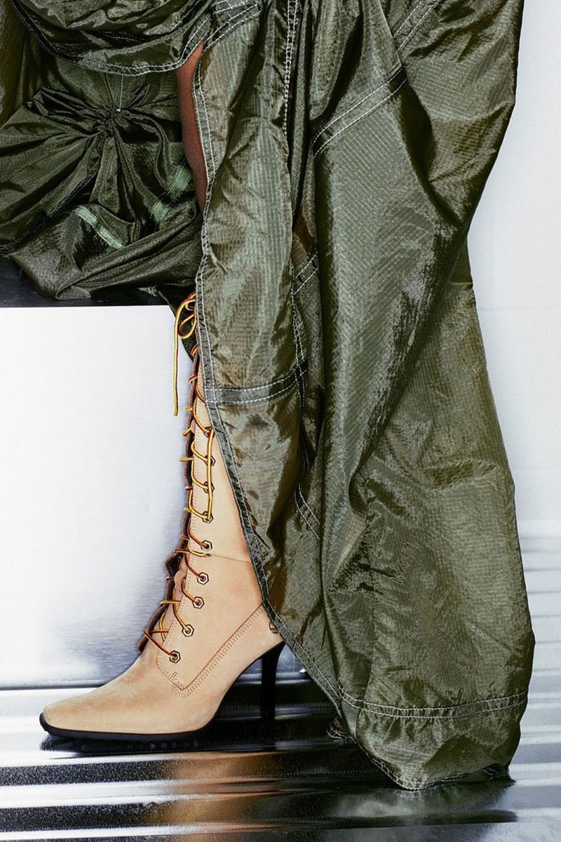 Timberland Veneda Carter A COLD-WALL samuel ross who decides war footwear boots heels patent leather lace up kanye west kim kardashian stylist patent leather original yellow tall lace 3 eye release info date price