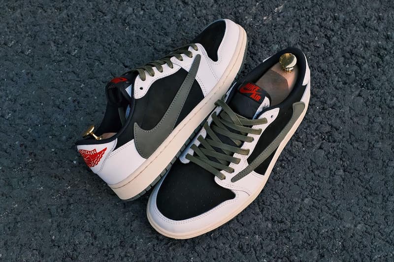 Novo tênis Travis Scott x Air Jordan 1 Low "Olive" ganha novas imagens 1 travis scott air jordan 1 low olive dz4137 106 informações de lançamento data lista de lojas guia de compras fotos preço
