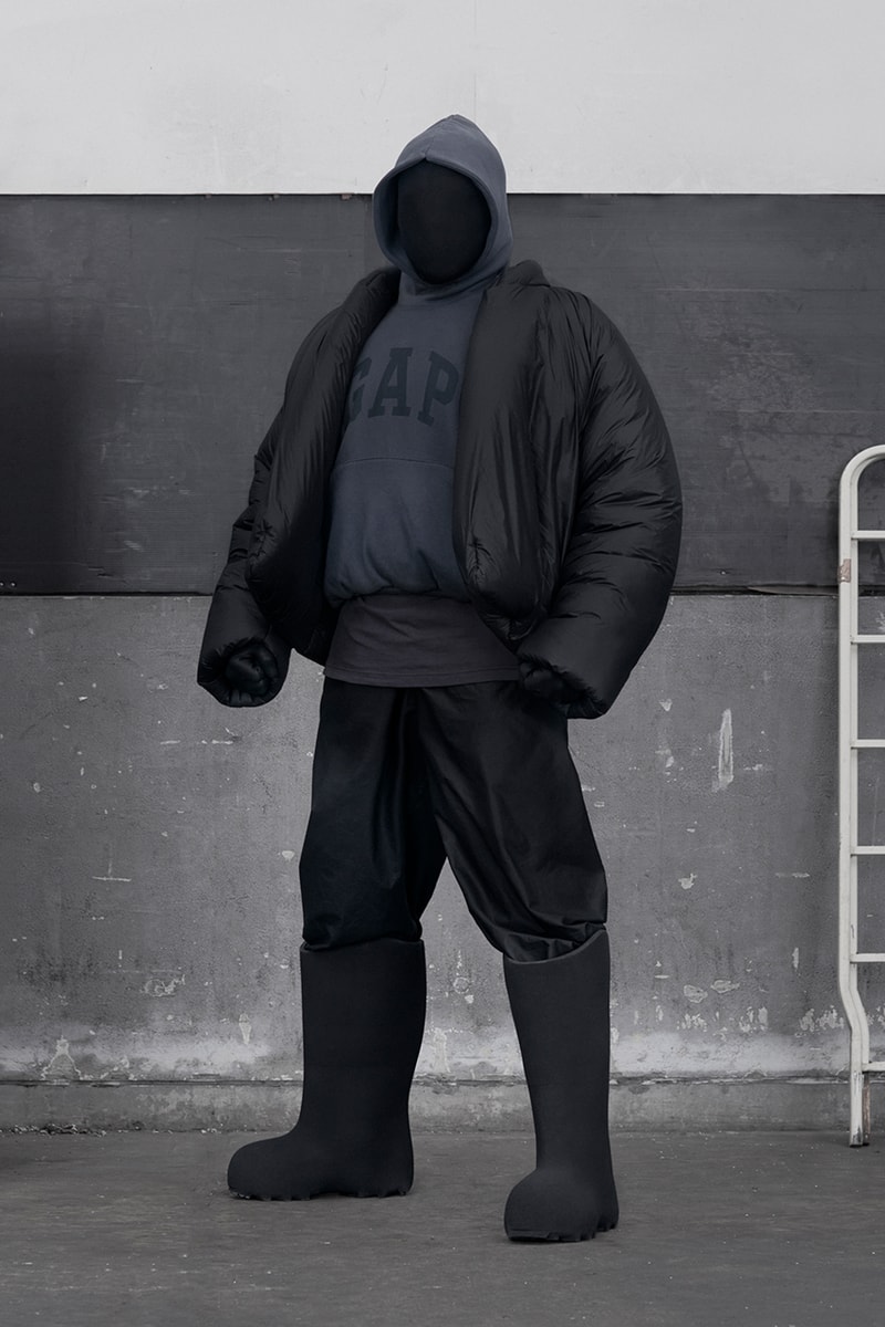 yeezy gap balenciaga collection release date info store list buying guide photos price ye kanye west demna anorak bag denim jacket round jacket hoodies tees jeans sweatpants backpack mockneck fleece jogging pant dove crop