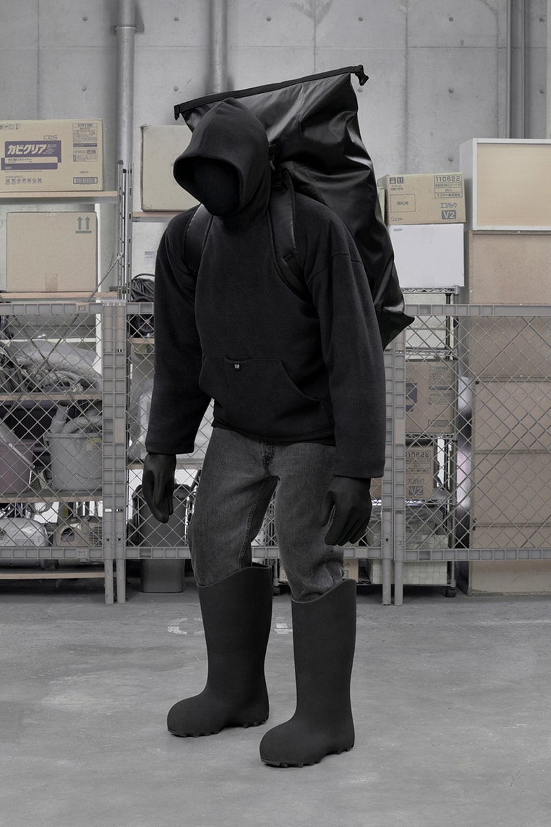 yeezy gap balenciaga collection release date info store list buying guide photos price ye kanye west demna anorak bag denim jacket round jacket hoodies tees jeans sweatpants backpack mockneck fleece jogging pant dove crop
