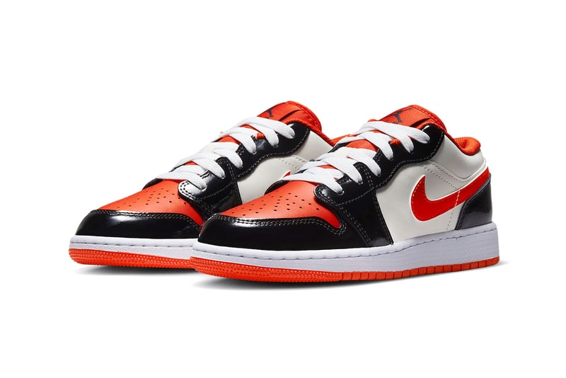 Nike Air Jordan 1 GS Low Halloween Spooky Swoosh Footwear Sneakers Orange Black White Sail Skateboarding Basketball