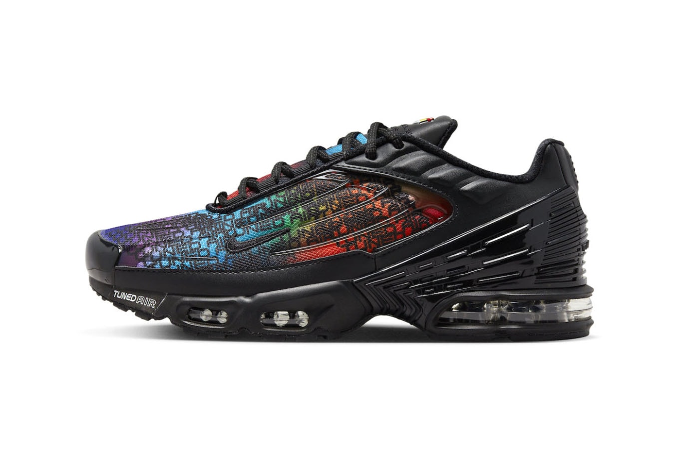 Nike Air Max Plus 3 gradient rainbow fd0671 001 tuned air bubble Tn leather gloss black sportswear footwear release date info price
