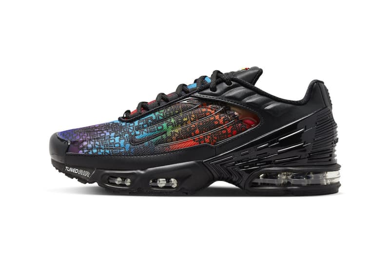 Nike Air Max Plus 3 gradiente arco iris fd0671 001 sintonizado burbuja de aire Tn cuero brillo negro ropa deportiva calzado fecha de lanzamiento información precio