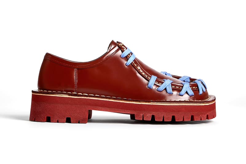 CamperLab Eki Black Formal Shoes Fall Winter 2022 Achilles Ion Gabriel Exposed Oversized Stitches Burgundy Blue Release Information