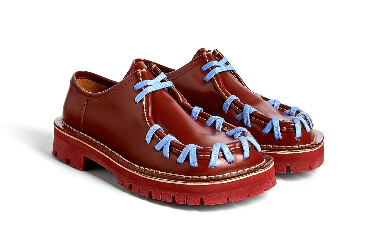 CamperLab Eki Black Formal Shoes Fall Winter 2022 Achilles Ion Gabriel Exposed Oversized Stitches Burgundy Blue Release Information