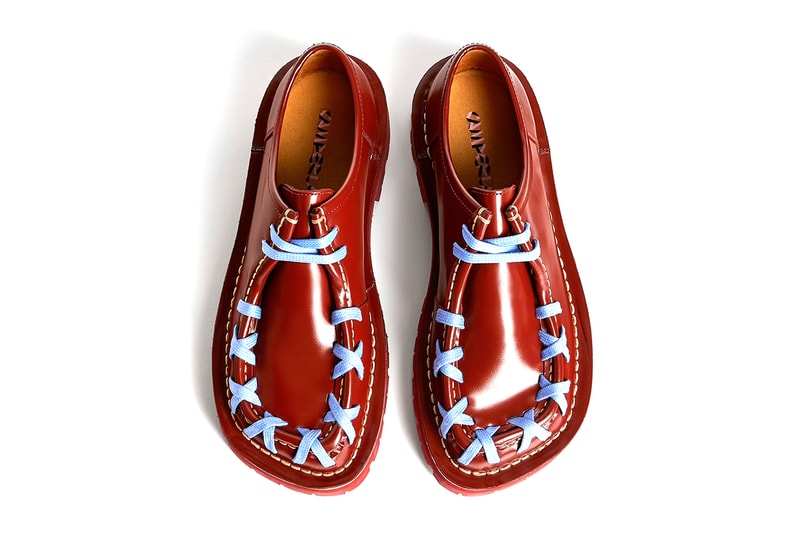 CamperLab Eki Black Formal Shoes Fall Winter 2022 Achilles Ion Gabriel Exposed Oversized Stitches Burgundy Blue Release Information