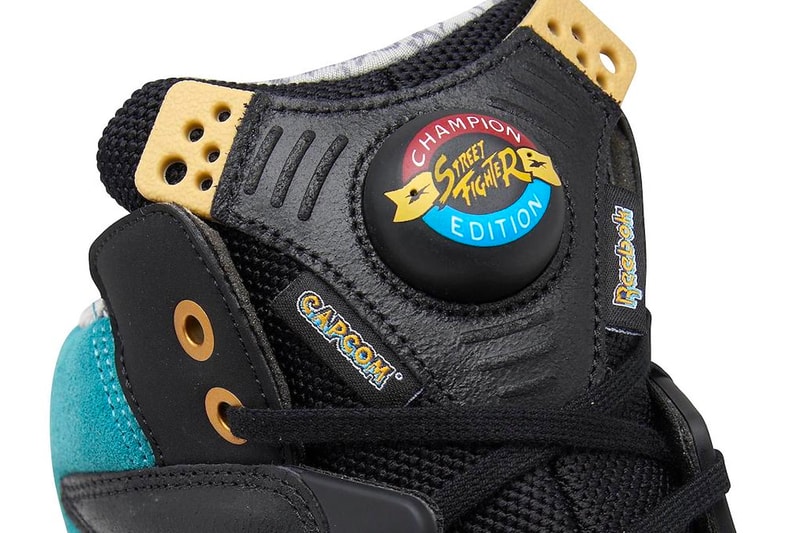 Street Fighter Reebok Shaq Attaq Capcom shaquille o neal black dark sable lue blue leather suede gold pump HR0603 release info date price