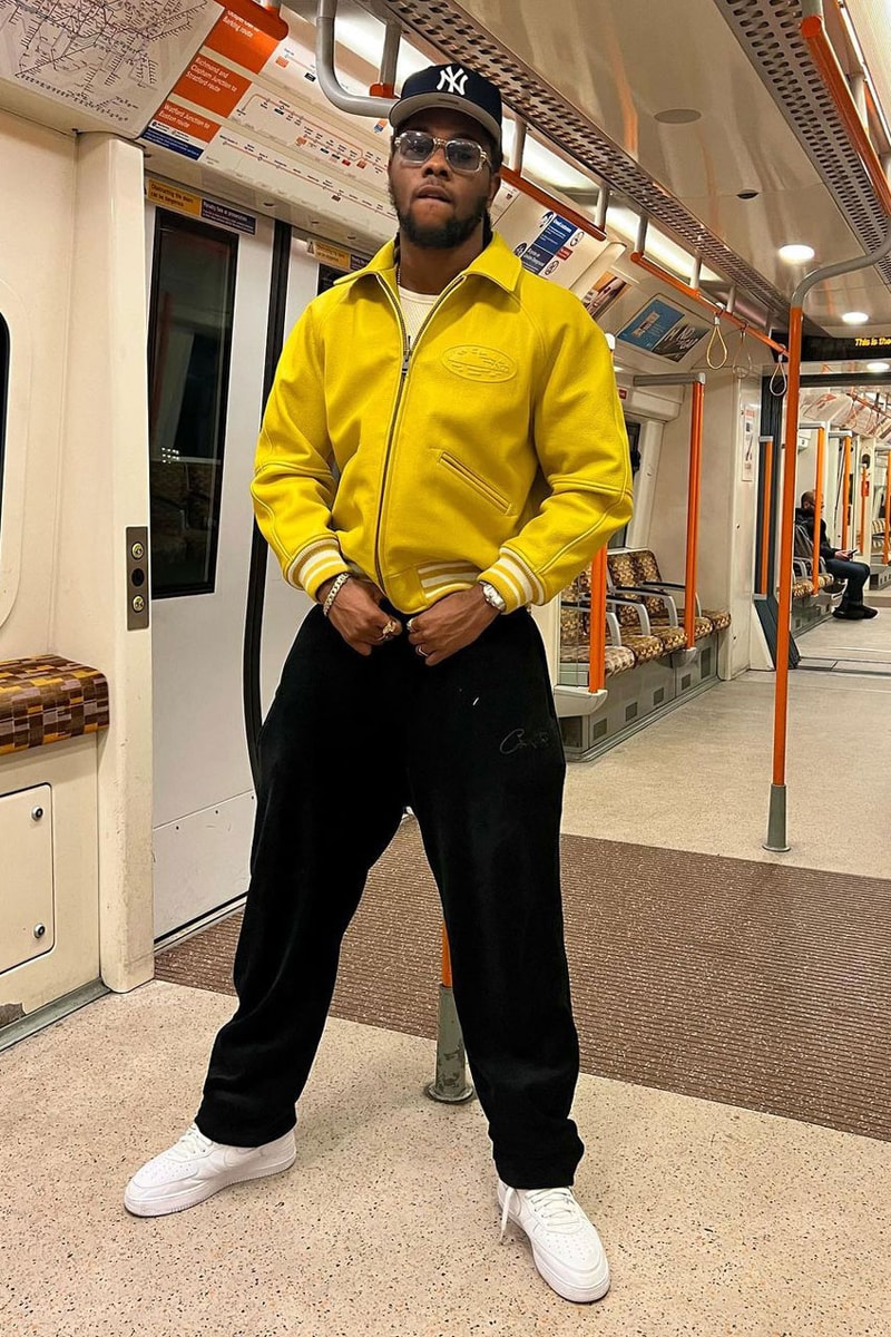 Corteiz London Streetwear Leather Jacket Clint419 Avirex Yellow Collar Fall Winter 2022 