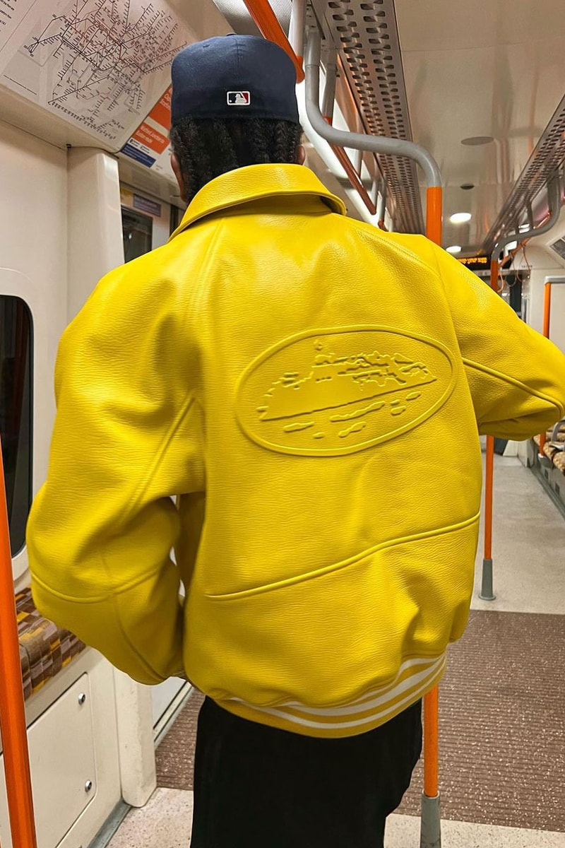 Corteiz London Streetwear Leather Jacket Clint419 Avirex Yellow Collar Fall Winter 2022 